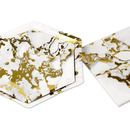 Set of 50 Marble and Gold Foil Tableware Kit-Set of 50-Koyal Wholesale-