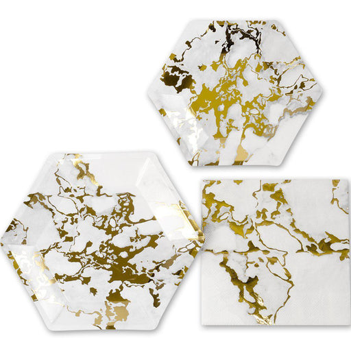 Set of 50 Marble and Gold Foil Tableware Kit-Set of 50-Koyal Wholesale-