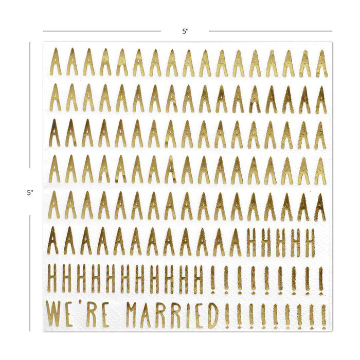 Set of 50 We're Married Funny Cocktail Napkins-Set of 50-Andaz Press-Gold-