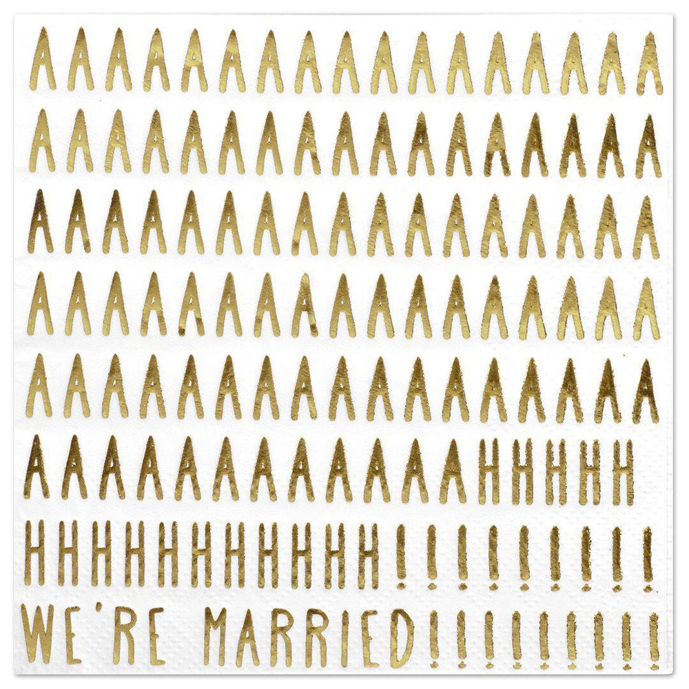 Set of 50 We're Married Funny Cocktail Napkins-Set of 50-Andaz Press-Gold-