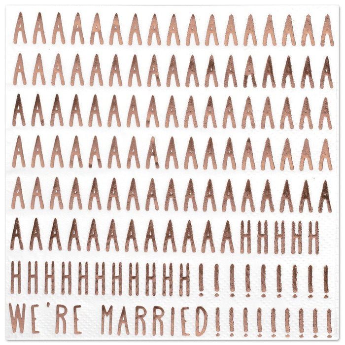 Set of 50 We're Married Funny Cocktail Napkins-Set of 50-Andaz Press-Rose Gold-