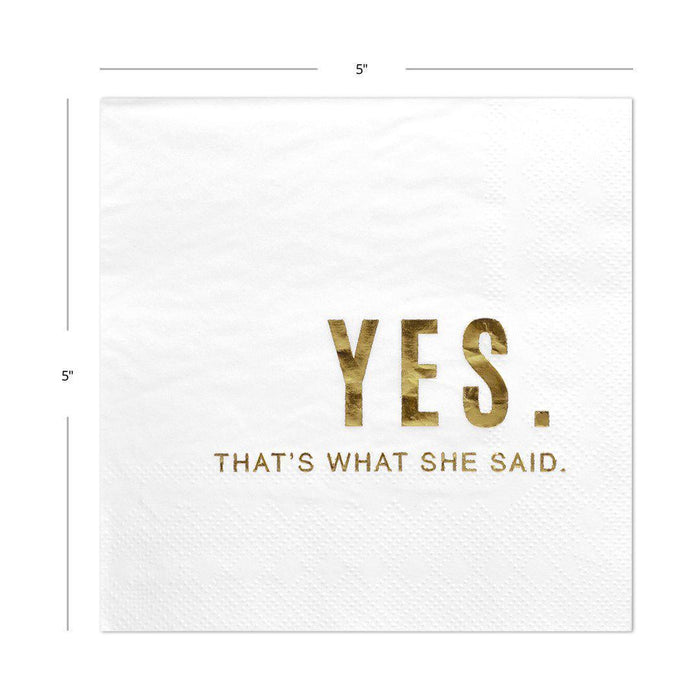 Set of 50 Yes That's What She Said Funny Cocktail Napkins-Set of 50-Andaz Press-Gold-