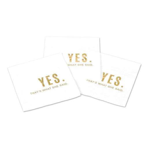 Set of 50 Yes That's What She Said Funny Cocktail Napkins-Set of 50-Andaz Press-Gold-