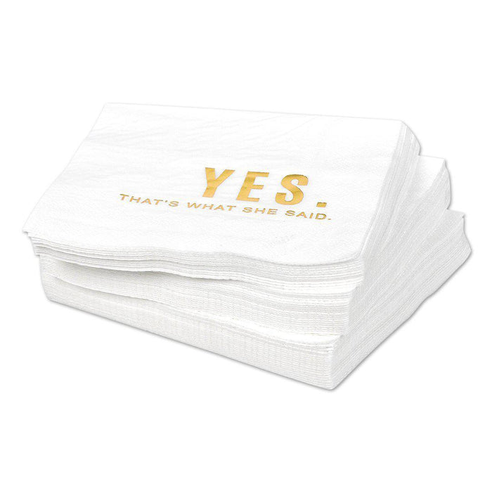 Set of 50 Yes That's What She Said Funny Cocktail Napkins-Set of 50-Andaz Press-Gold-