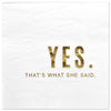 Set of 50 Yes That's What She Said Funny Cocktail Napkins-Set of 50-Andaz Press-Gold-