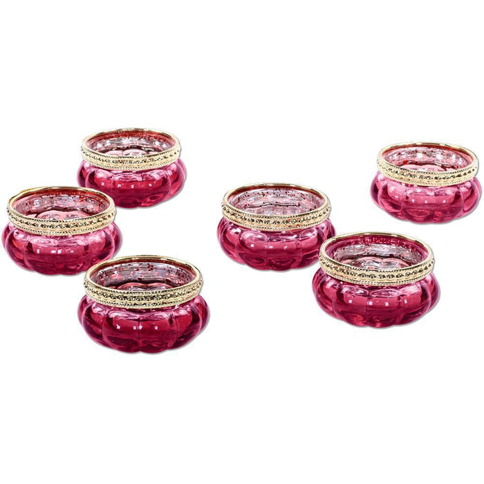 Set of 6 Antique Bloom Tealight Candle Holders Bulk Pack-Koyal Wholesale-Pink-Set of 1 (6 PC)-