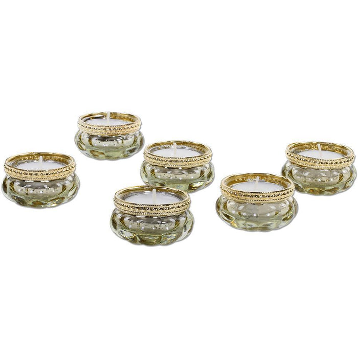 Set of 6 Antique Bloom Tealight Candle Holders Bulk Pack-Koyal Wholesale-Gold-Set of 1 (6 PC)-