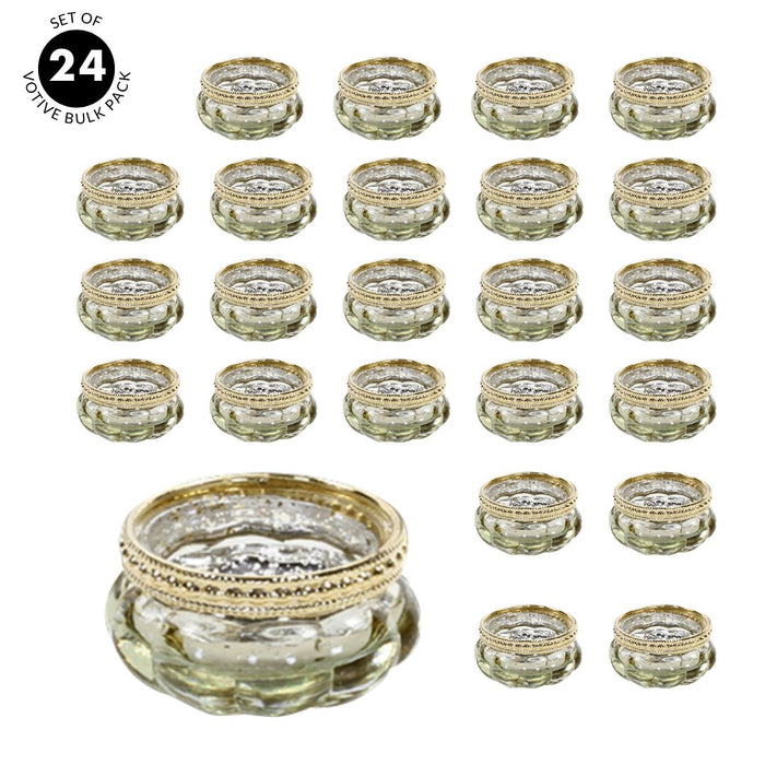 Set of 6 Antique Bloom Tealight Candle Holders Bulk Pack-Koyal Wholesale-Gold-Set of 6 (24 PC)-