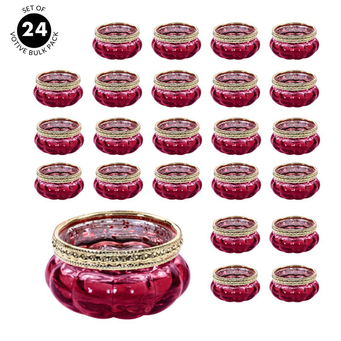 Set of 6 Antique Bloom Tealight Candle Holders Bulk Pack-Koyal Wholesale-Pink-Set of 6 (24 PC)-