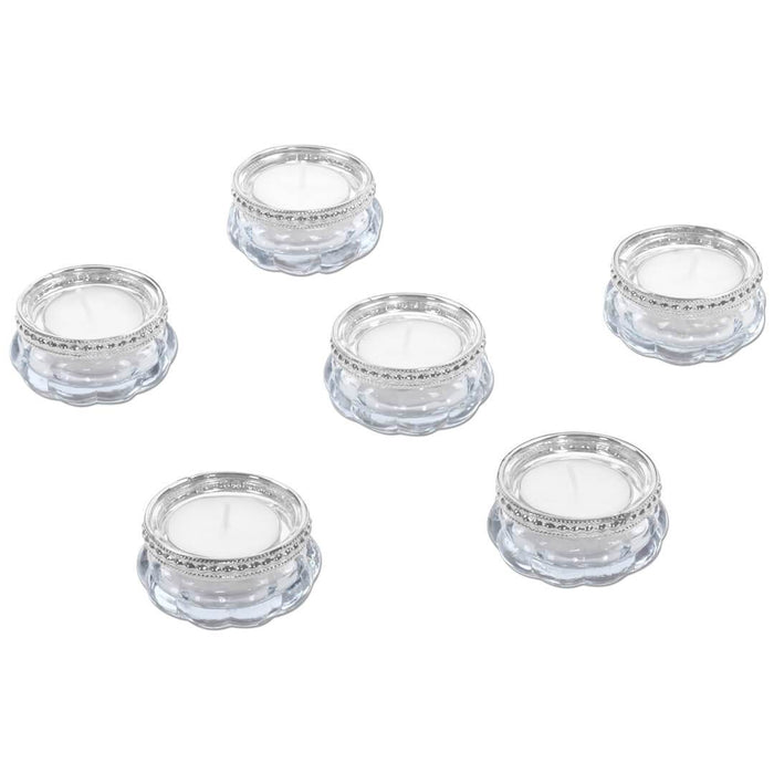 Set of 6 Bloom Tealight Candle Holders Bulk Pack-Koyal Wholesale-Silver-Set of 1 (6 PC)-