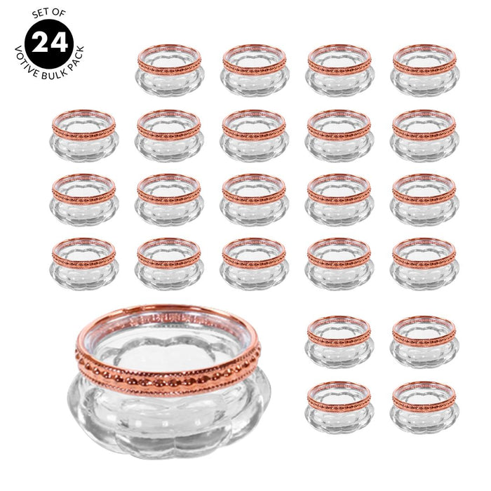 Set of 6 Bloom Tealight Candle Holders Bulk Pack-Koyal Wholesale-Copper-Set of 6 (24 PC)-