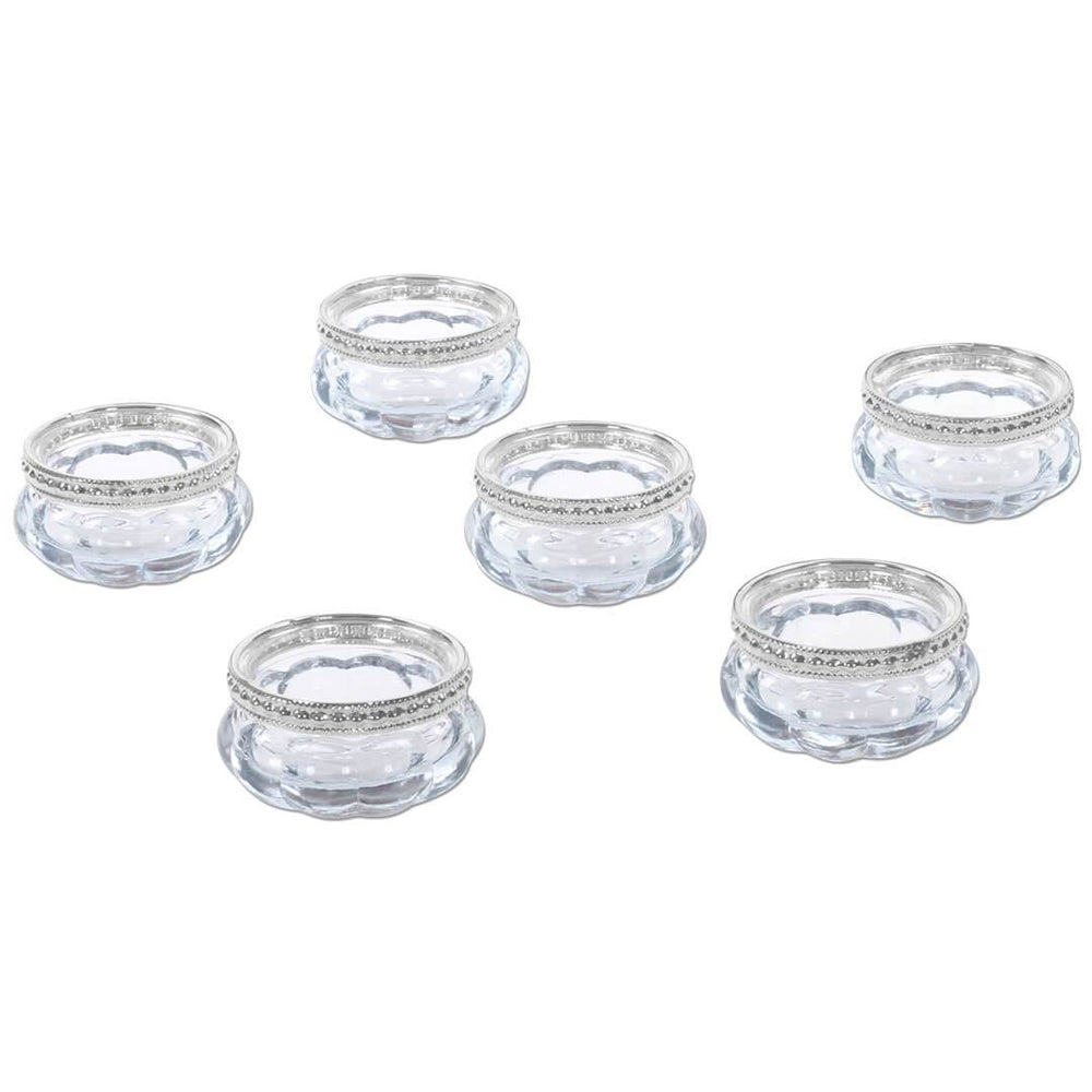 Set of 6 Bloom Tealight Candle Holders Bulk Pack-Koyal Wholesale-Silver-Set of 1 (6 PC)-