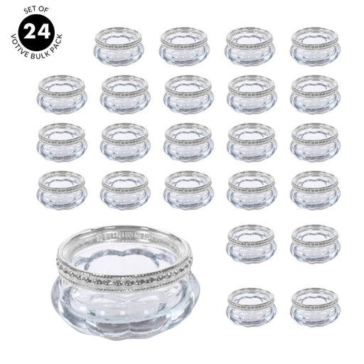 Set of 6 Bloom Tealight Candle Holders Bulk Pack-Koyal Wholesale-Silver-Set of 6 (24 PC)-