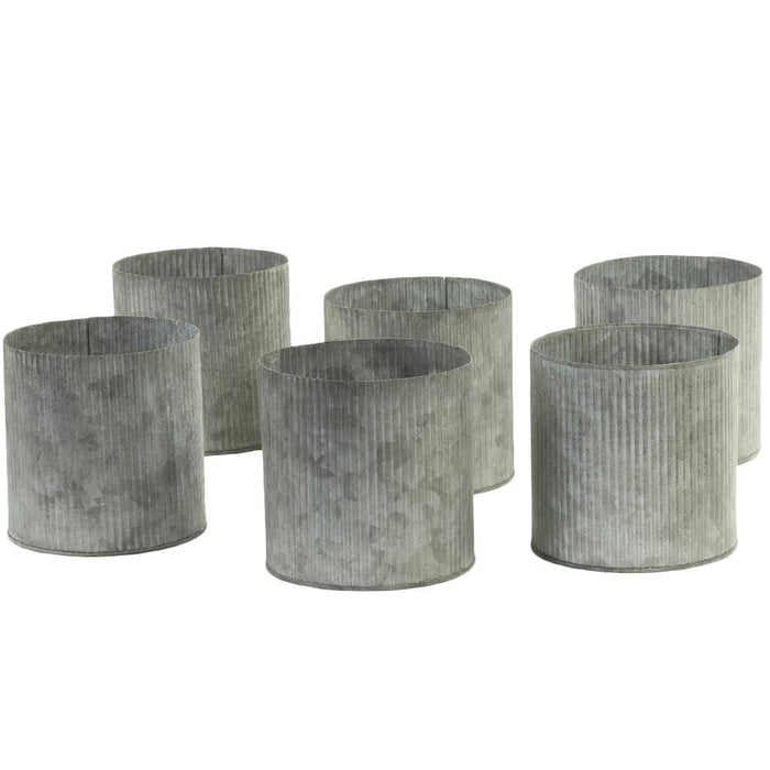Set of 6 Corrugated Zinc Cylinder Vases-Set of 6-Koyal Wholesale-5" x 5"-