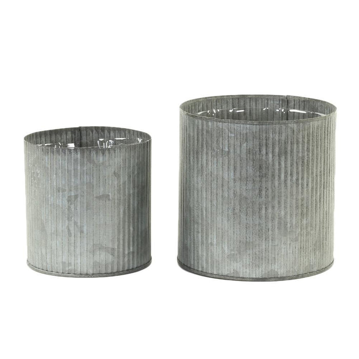 Set of 6 Corrugated Zinc Cylinder Vases-Set of 6-Koyal Wholesale-4" x 4"-