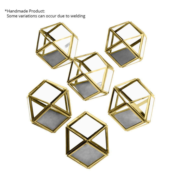 Set of 6 Geometric Votive Candle Holders-Set of 6-Koyal Wholesale-Gold-