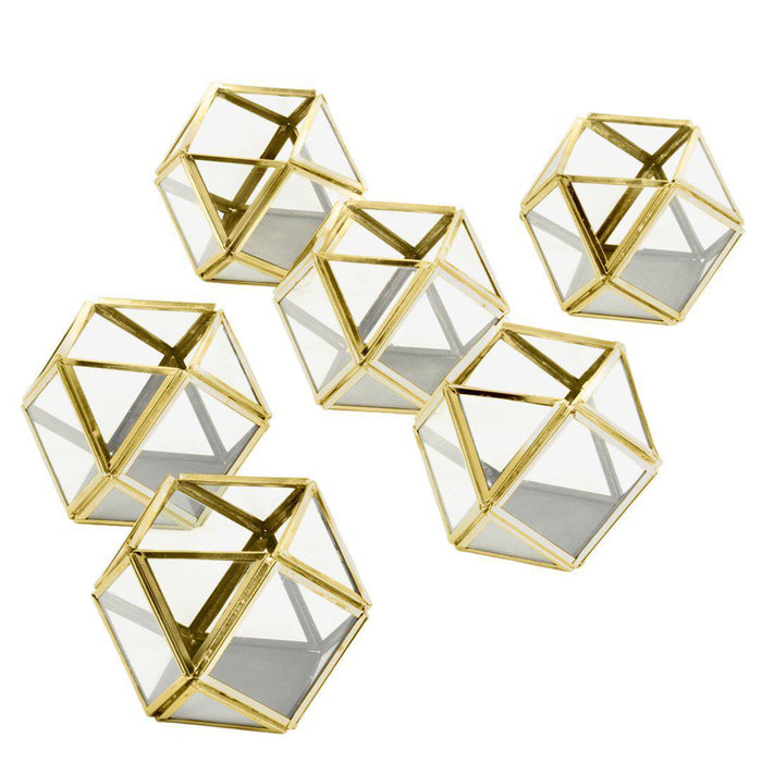 Set of 6 Geometric Votive Candle Holders-Set of 6-Koyal Wholesale-Gold-