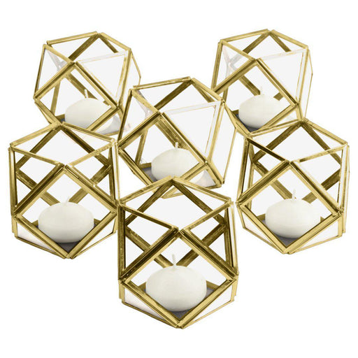 Set of 6 Geometric Votive Candle Holders-Set of 6-Koyal Wholesale-Gold-