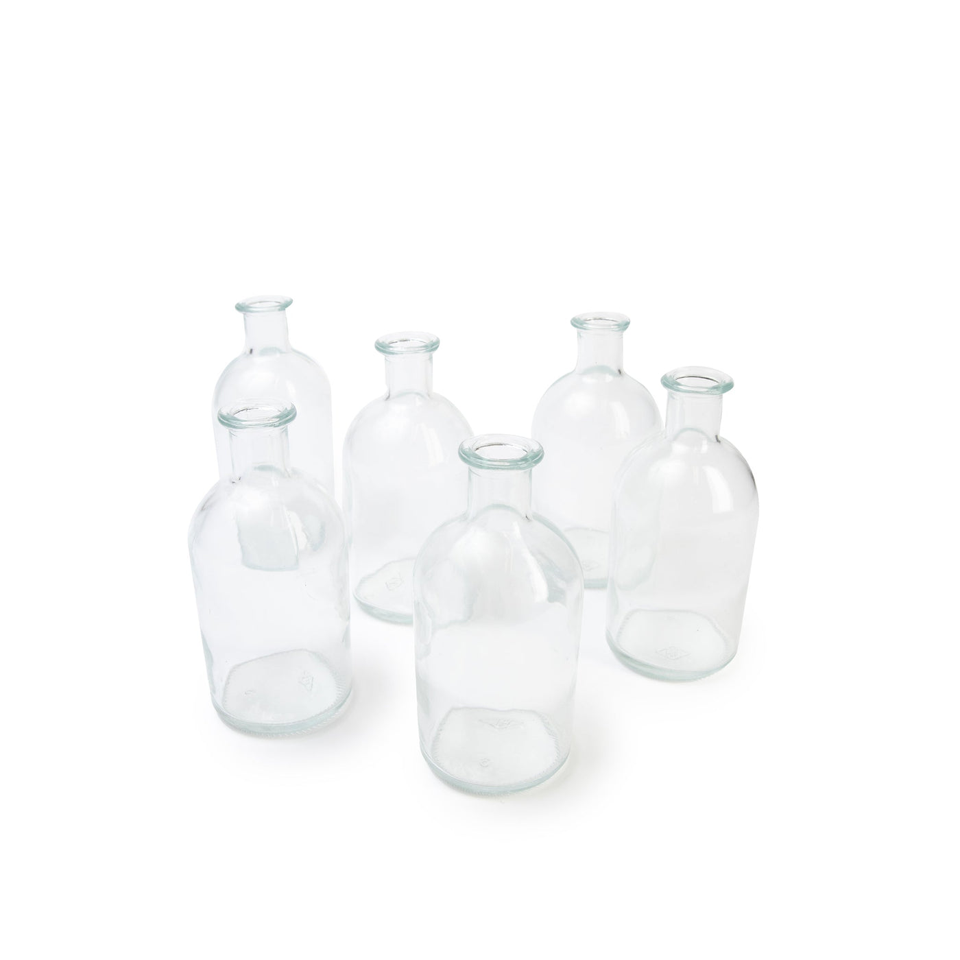 Set of 6 Glass Bud Vases | Small Apothecary Bottles, Bulk Set