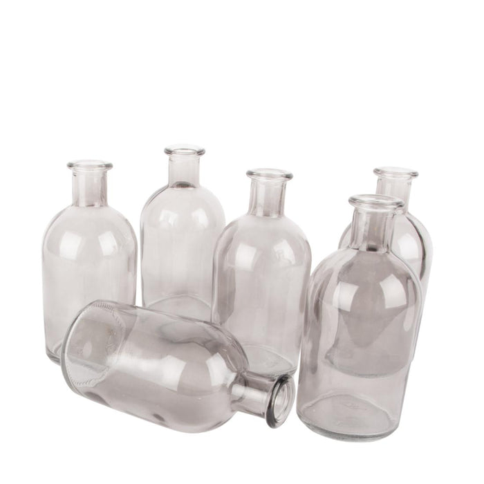 Set of 6 Glass Bud Vases | Small Apothecary Bottles, Bulk Set-Koyal Wholesale-Amber-Set of 6-