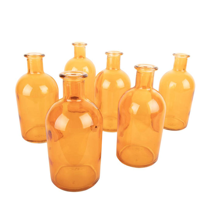 Set of 6 Glass Bud Vases | Small Apothecary Bottles, Bulk Set-Koyal Wholesale-Amber-Set of 6-