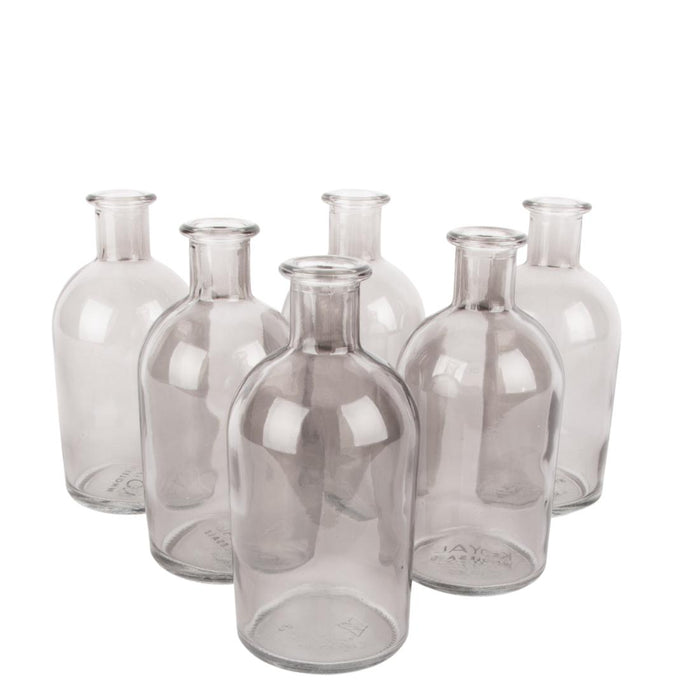 Set of 6 Glass Bud Vases | Small Apothecary Bottles, Bulk Set-Koyal Wholesale-Smoke Gray-Set of 6-