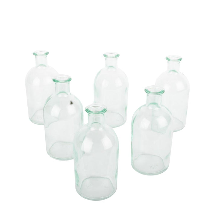 Set of 6 Glass Bud Vases | Small Apothecary Bottles, Bulk Set-Koyal Wholesale-Turquoise Blue-Set of 6-