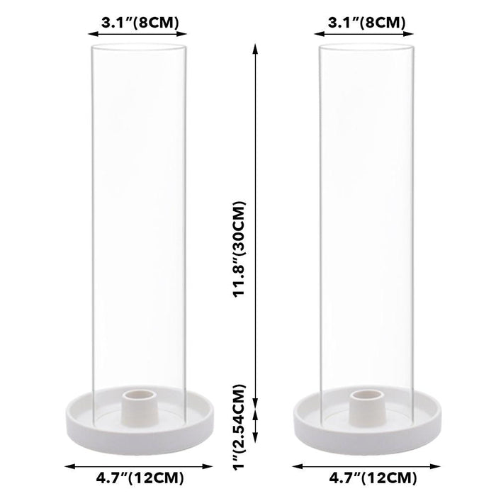 Set of 6 Glass Hurricane Candle Holders-Set of 6-Koyal Wholesale-White-