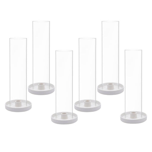 Set of 6 Glass Hurricane Candle Holders-Set of 6-Koyal Wholesale-White-