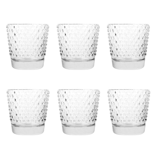 Set of 6 Hobnail Glass Candle Holders, Bulk Packs-Koyal Wholesale-Clear-Set of 1 (6PC)-