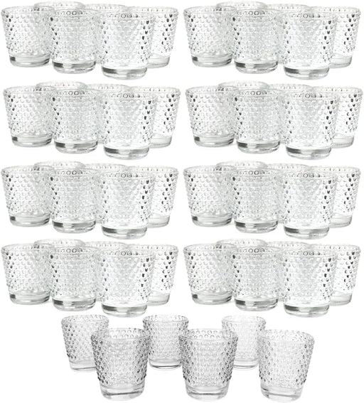 Set of 6 Hobnail Glass Candle Holders, Bulk Packs-Koyal Wholesale-Clear-Set of 8 (48PC)-