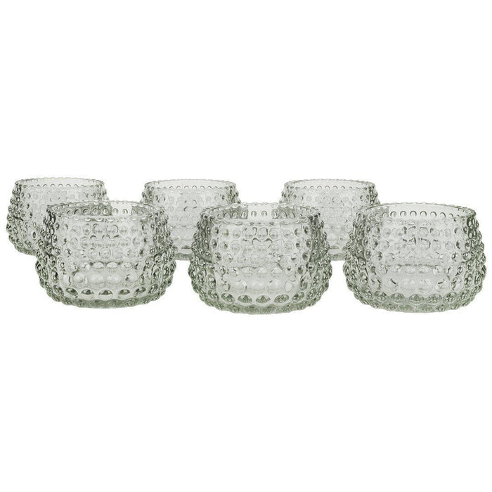 Set of 6 Hobnail Multi-Use Glass Candle Holders-Set of 6-Koyal Wholesale-Red-