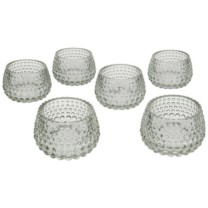 Set of 6 Hobnail Multi-Use Glass Candle Holders-Set of 6-Koyal Wholesale-Red-