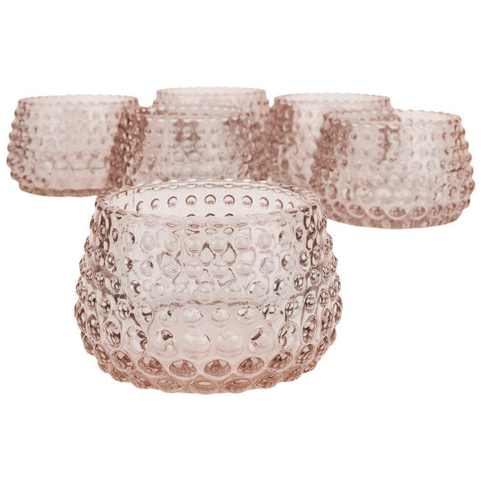 Set of 6 Hobnail Multi-Use Glass Candle Holders-Set of 6-Koyal Wholesale-Red-