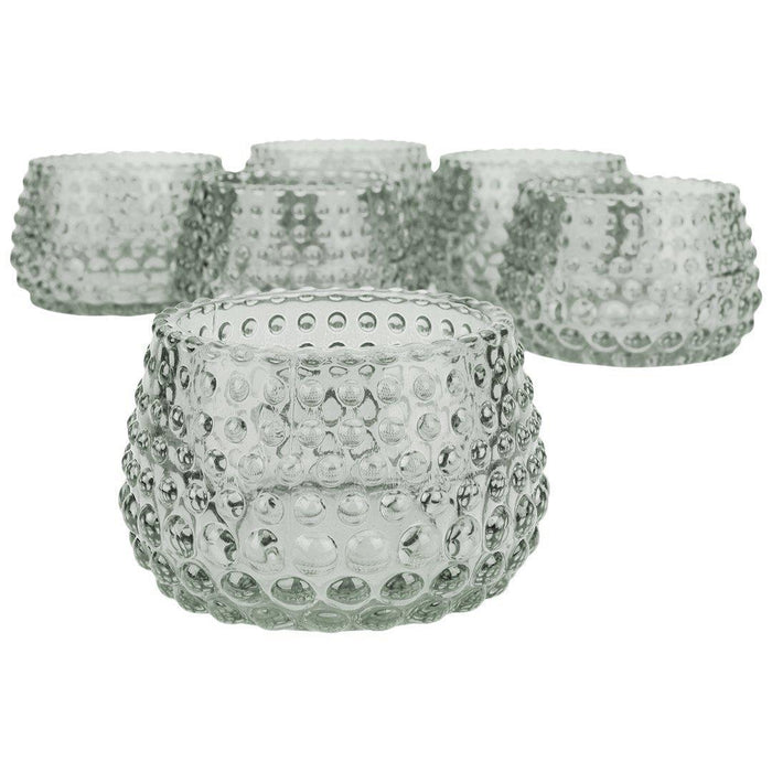 Set of 6 Hobnail Multi-Use Glass Candle Holders-Set of 6-Koyal Wholesale-Red-