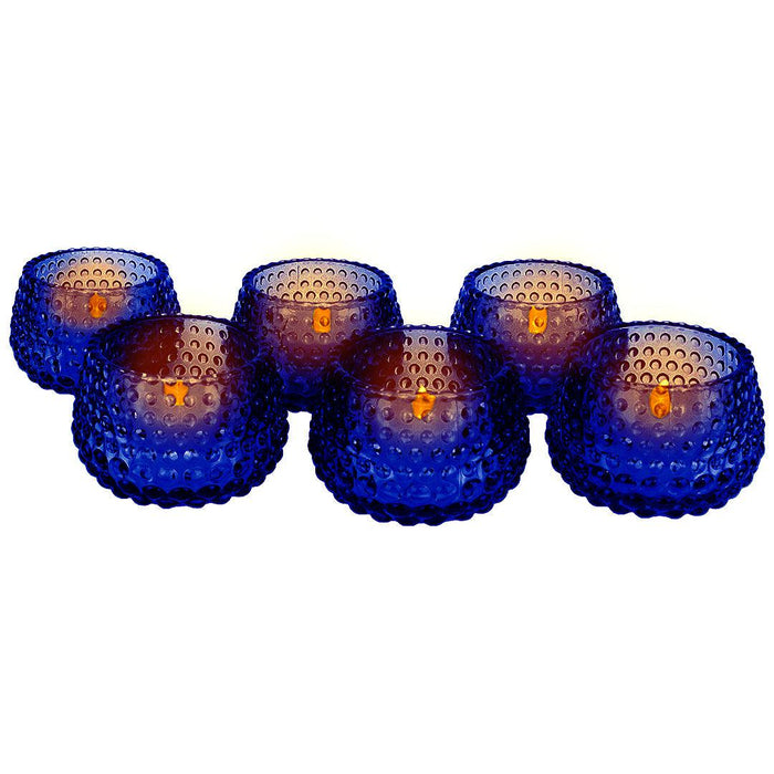 Set of 6 Hobnail Multi-Use Glass Candle Holders-Set of 6-Koyal Wholesale-Red-