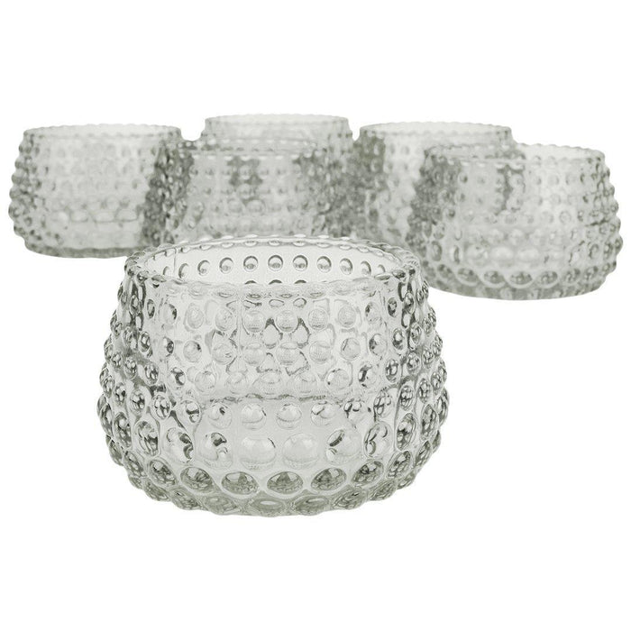 Set of 6 Hobnail Multi-Use Glass Candle Holders-Set of 6-Koyal Wholesale-Clear-
