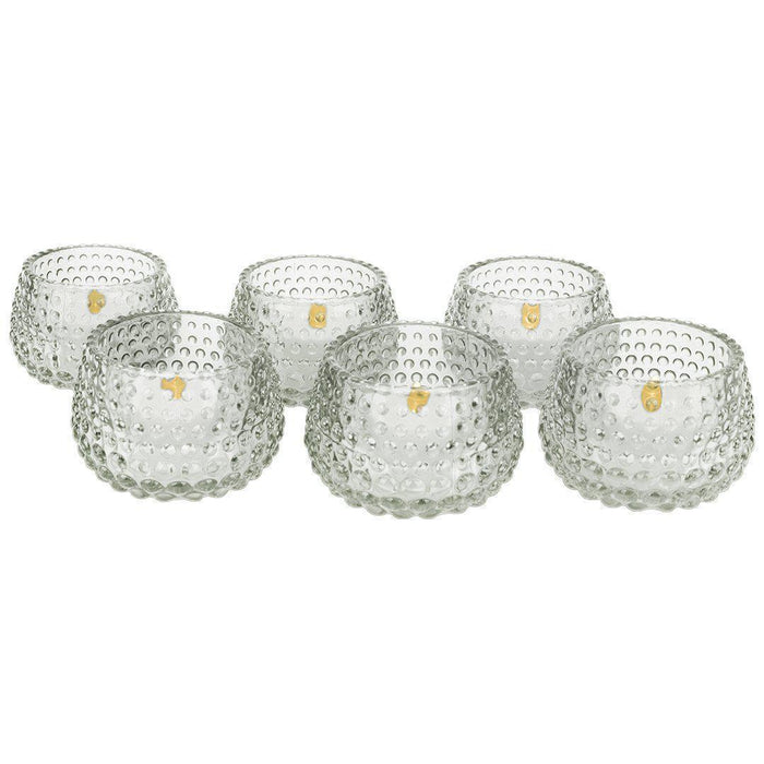 Set of 6 Hobnail Multi-Use Glass Candle Holders-Set of 6-Koyal Wholesale-Red-