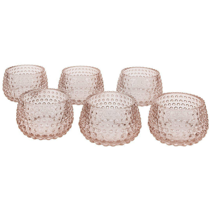 Set of 6 Hobnail Multi-Use Glass Candle Holders-Set of 6-Koyal Wholesale-Blush Pink-