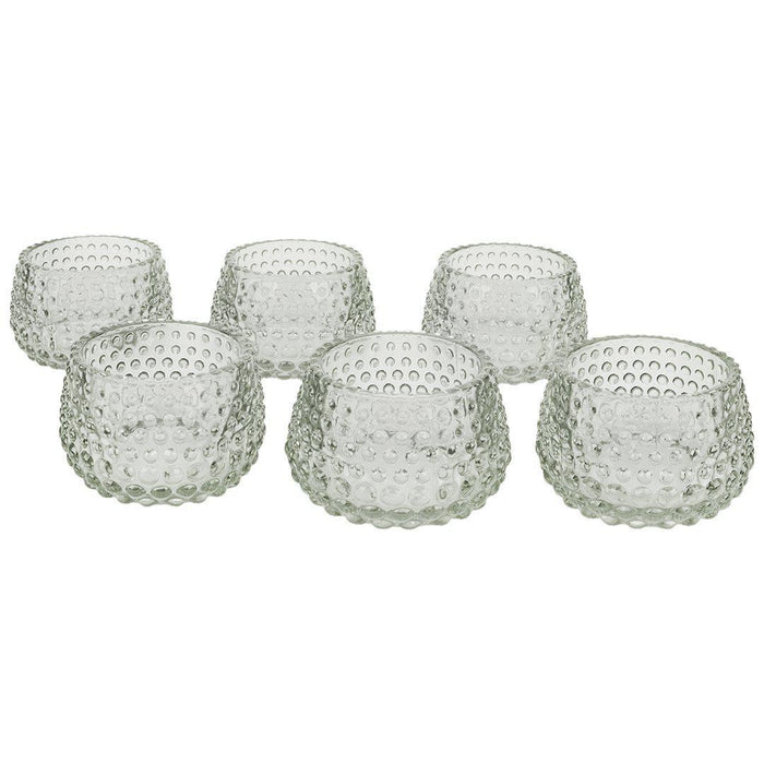 Set of 6 Hobnail Multi-Use Glass Candle Holders-Set of 6-Koyal Wholesale-Clear-