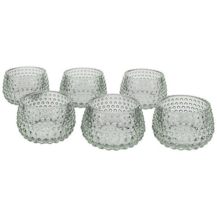 Set of 6 Hobnail Multi-Use Glass Candle Holders-Set of 6-Koyal Wholesale-Gray-