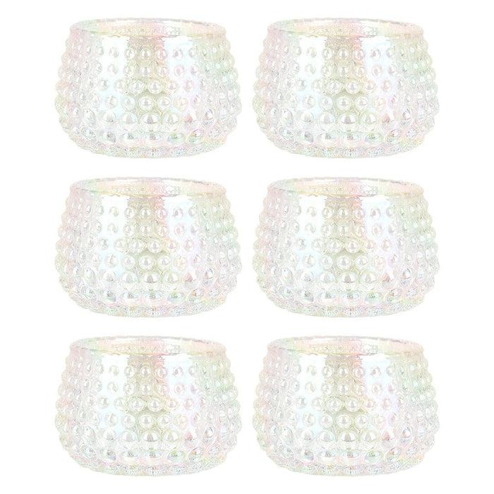 Set of 6 Hobnail Multi-Use Glass Candle Holders-Set of 6-Koyal Wholesale-Iridescent-