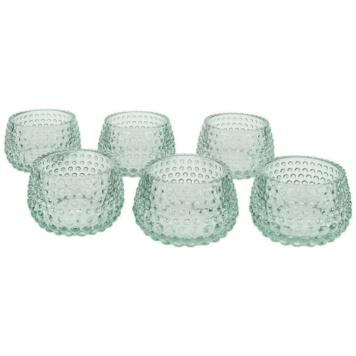 Set of 6 Hobnail Multi-Use Glass Candle Holders-Set of 6-Koyal Wholesale-Mint-