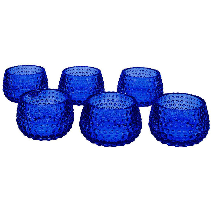 Set of 6 Hobnail Multi-Use Glass Candle Holders-Set of 6-Koyal Wholesale-Navy Blue-