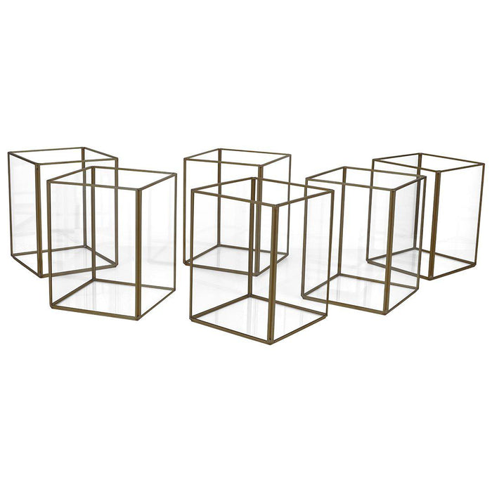 Set of 6 Hurricane Candle Holder Pack-Set of 6-Koyal Wholesale-Gold-