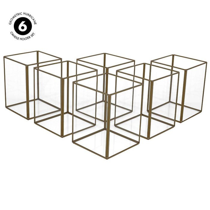 Set of 6 Hurricane Candle Holder Pack-Set of 6-Koyal Wholesale-Gold-