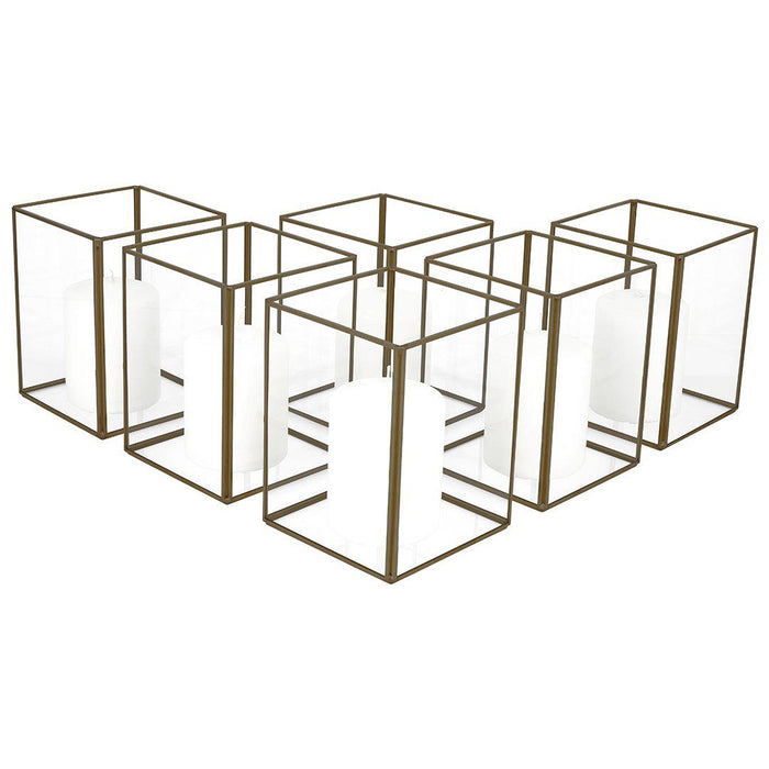 Set of 6 Hurricane Candle Holder Pack-Set of 6-Koyal Wholesale-Gold-