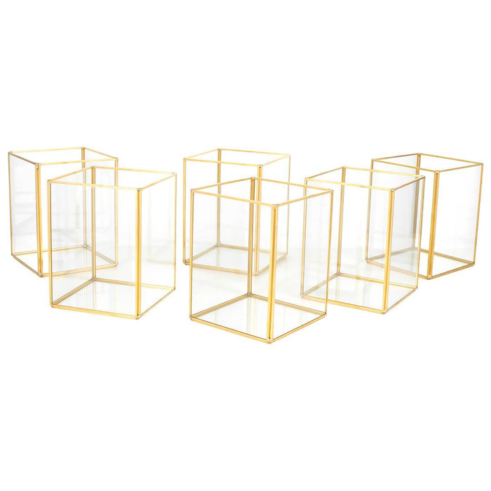 Set of 6 Hurricane Candle Holder Pack-Set of 6-Koyal Wholesale-Gold-