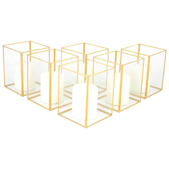 Set of 6 Hurricane Candle Holder Pack-Set of 6-Koyal Wholesale-Gold-