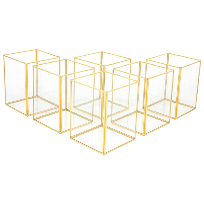 Set of 6 Hurricane Candle Holder Pack-Set of 6-Koyal Wholesale-Gold-